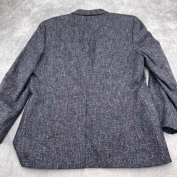 George Lawrence‎ Blazer Men 42 Black Red Wool Tweed Classic Career Jacket VTG - Picture 9 of 13